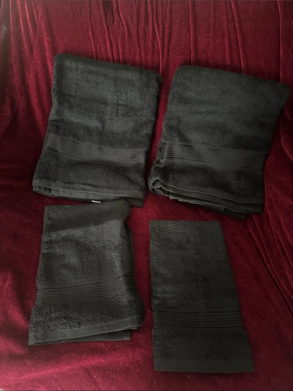 Black Bath Towel Set - Soft Absorbent Cotton